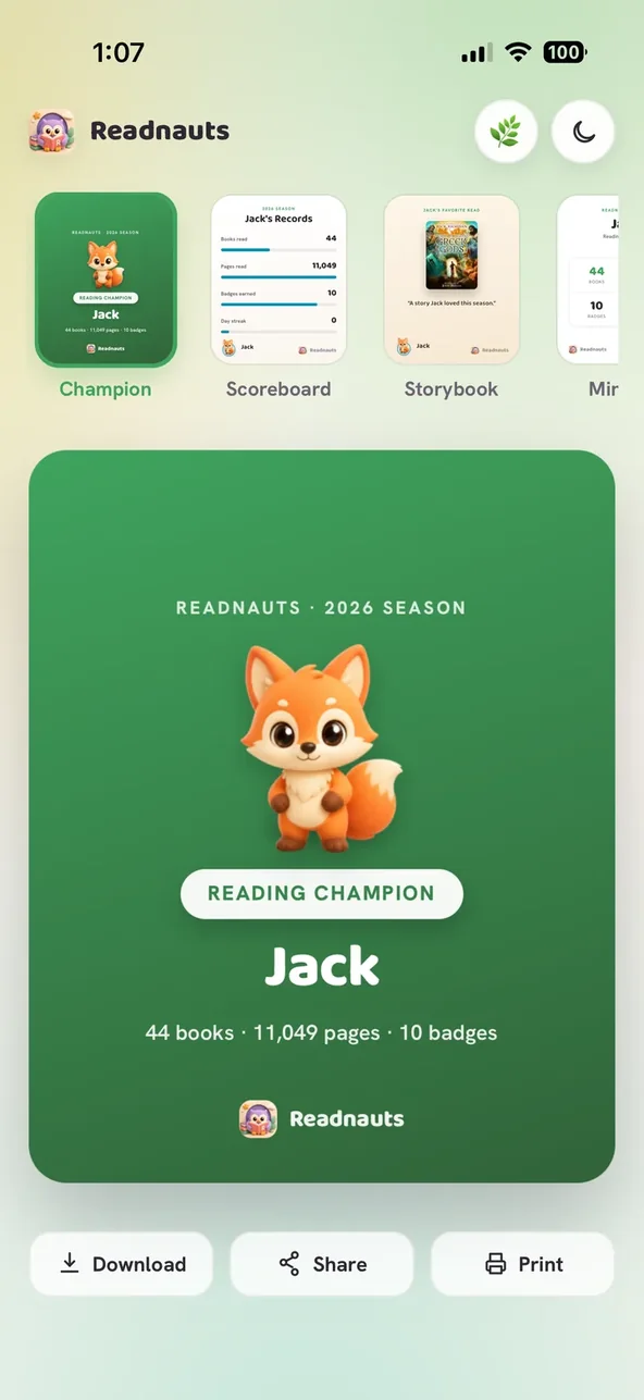A single-reader brag poster to share